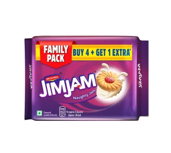 Britannia Jim Jam Cream Biscuit – Crunchy, Ready To Eat, 460 g (Buy 4 Get 1 Extra)