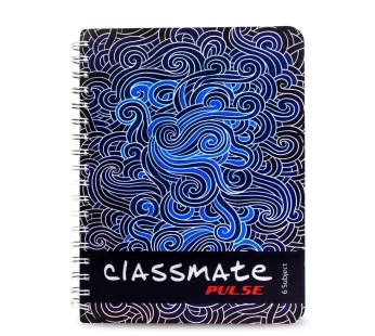 Classmate Pulse 6 Subject Notebook – Unruled, 300 Pages, Spiral Binding, 240mm*180mm