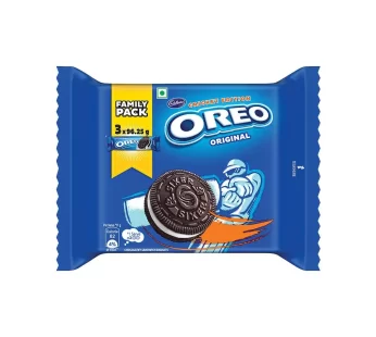 Oreo Cadbury Vanilla Flavour Chocolatey Sandwich Biscuit, 288.75 g (3 Packs x 96.25 g Each)